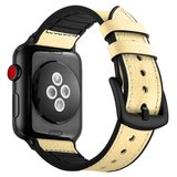 Curea iUni compatibila cu Apple Watch 1/2/3/4/5/6, 40mm, Leather Strap, Ivory